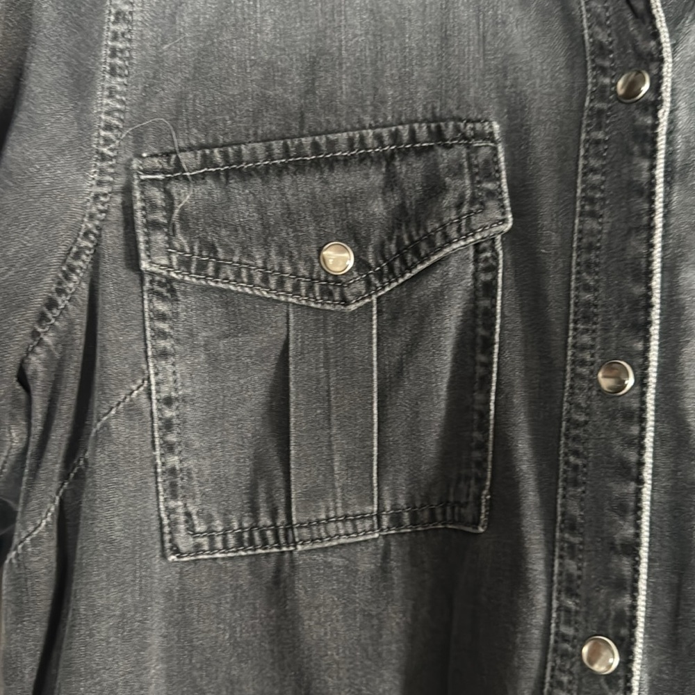 Black Denim Shirt Dress - Picture 2 of 5